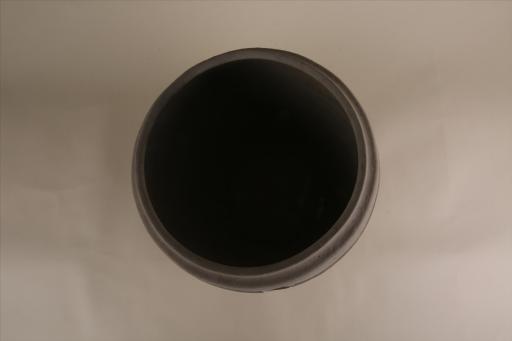 东汉子口圆唇筒腹平底兽蹄足凹弦纹泥质灰陶仓
