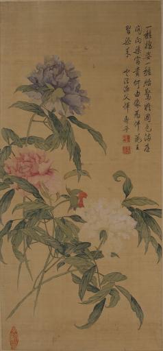 清恽寿平绢本设色花开富贵图轴