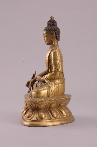 清黄铜鎏金药师佛 
