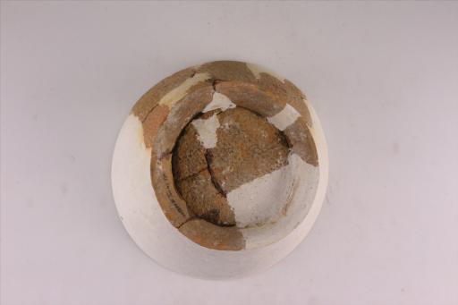 新石器时代城背溪文化斜直腹圈足绳纹红陶碗