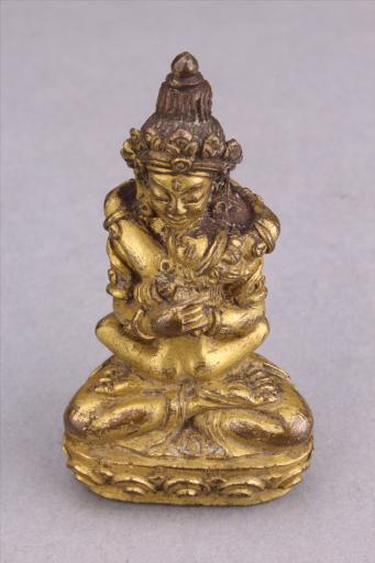 清红铜鎏金双身大持金刚像