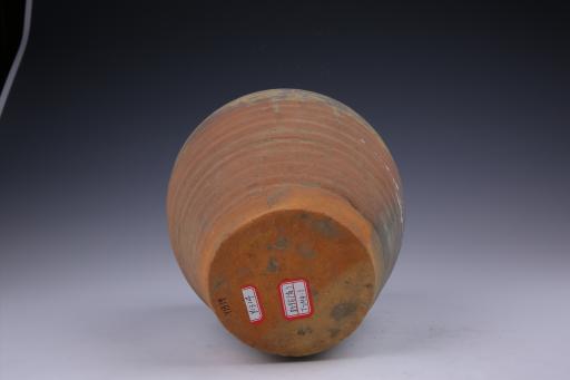 明敛口深腹平底双耳红胎陶罐