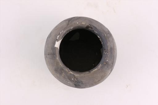 新石器时代屈家岭文化高领鼓腹圈足细泥黑陶罐