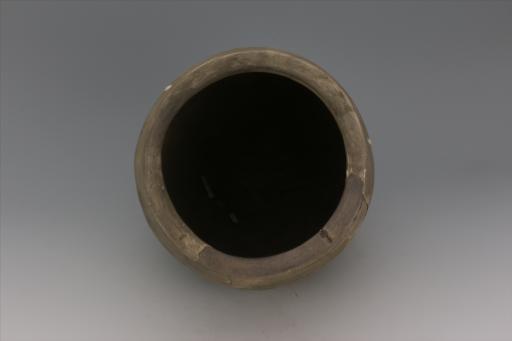 新石器时代屈家岭文化敛口深腹绳纹凹弦纹夹砂红陶罐