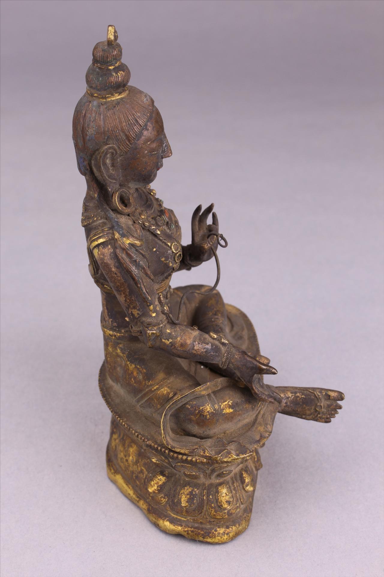 清红铜鎏金绿度母