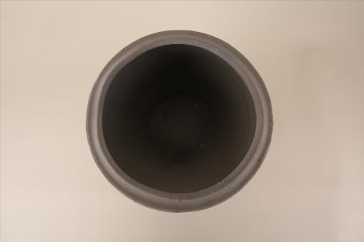 东汉敛口圆唇凹沿斜弧腹平底圆形仓门凹弦纹泥质灰陶仓