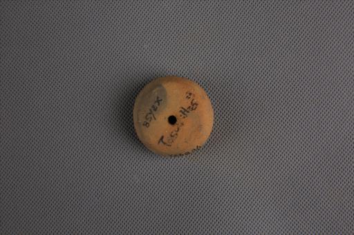 新石器时代屈家岭文化算珠形中穿夹砂红褐陶纺轮